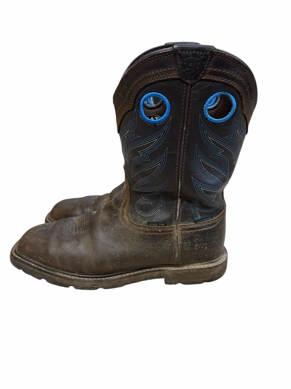 Ariat Groundwork Waterproof Steel Toe Work Boots Mens 9.5D Brown Cowboy